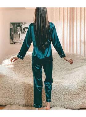 Pink Womens 7 Pieces Pajamas Sets Faux Silk riped Pyjam