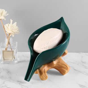 Ceramic Soap Holder Bathroom Shower Dish Plates Storage Box