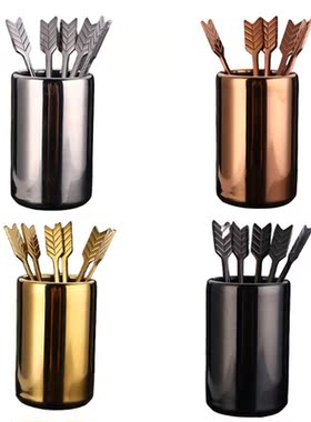 5pcs Stainless Steel Cocktail Fruit Picks Arrow Shaped with