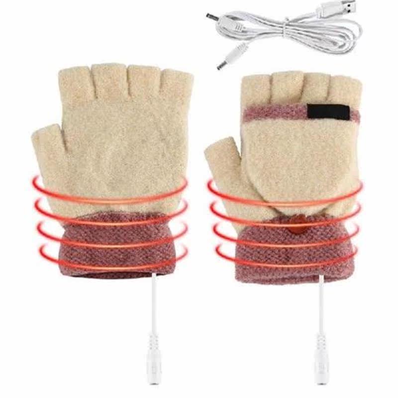 USB Heating Mittens Double Sided Heating Gloves Electric - 实物图