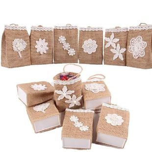 Basket Wedding Flower Vintage Lace Burlap 6pcs Creative
