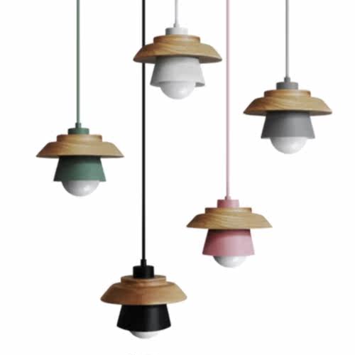 Nordic LED Wood Pendant Lights for Living Room Bedroom Dinin