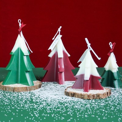 3D Christmas Tree Wax Candle Mold Xmas Gift Dessert Jelly Ic