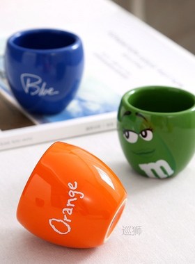6 Pieces M Bean Coffee Mugs Set  Ceramic Cute Expression Tea