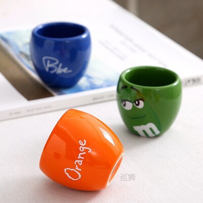 6 Pieces M Bean Coffee Mugs Set  Ceramic Cute Expression Tea