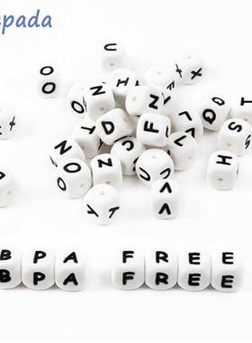 Joepada 12mm 10pcs Silicone Beads Letter Baby Teether Beads
