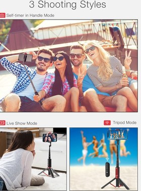 BlitzWolf BW-BS10 Portable bluetooth Selfie Stick with Tripo