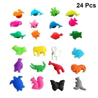 24pcs Silicone Wine Glass Markers Sea Animals and Land