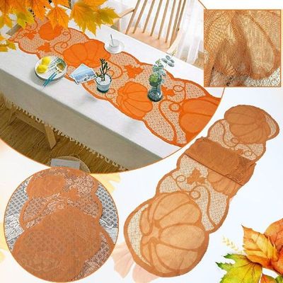 Thanksgiving Table Runner Maple Pumpkin Home Party Table