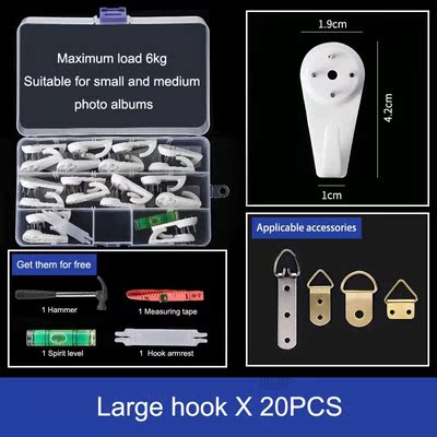 20PCS Picture Hanger Set Wall Hooks Hanging Without Holes Mo