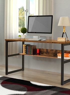 55.1inch Computer Desk With Bookshelf Modern Office Desk Wit