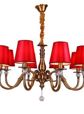Fashion Chandelier Red Fabric Shade lustres de cristal Weddi