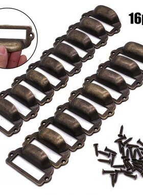 16Pcs Antique Brass Iron Label Pull Frame Handle File Name C