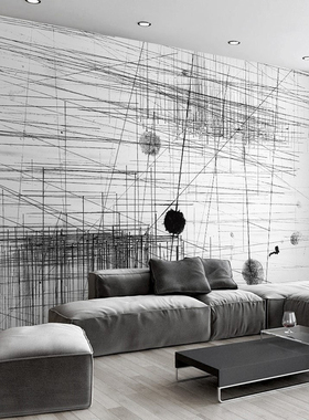 Custom Mural Wallpaper Black White Stripes Lines Abstract
