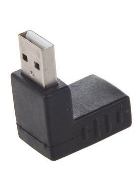 Black Right Angle USB 2.0 Type A Male to Female Adapter Conn