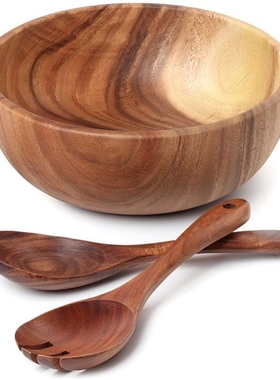 Wooden Salad Bowl-Large 9.4 Inch Acacia Wood Salad Wooden Bo