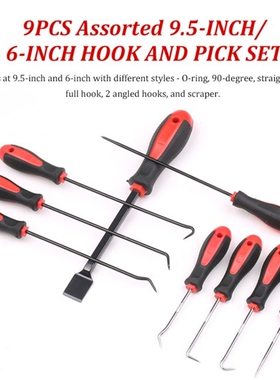 9Pcs 9.5-inch/6-inch Hook and Pick Set O-Ring/Seal/Gasket Pi