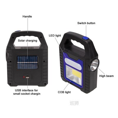 Portable Solar Lantern COB LED Work Lamp Waterproof  Emergen