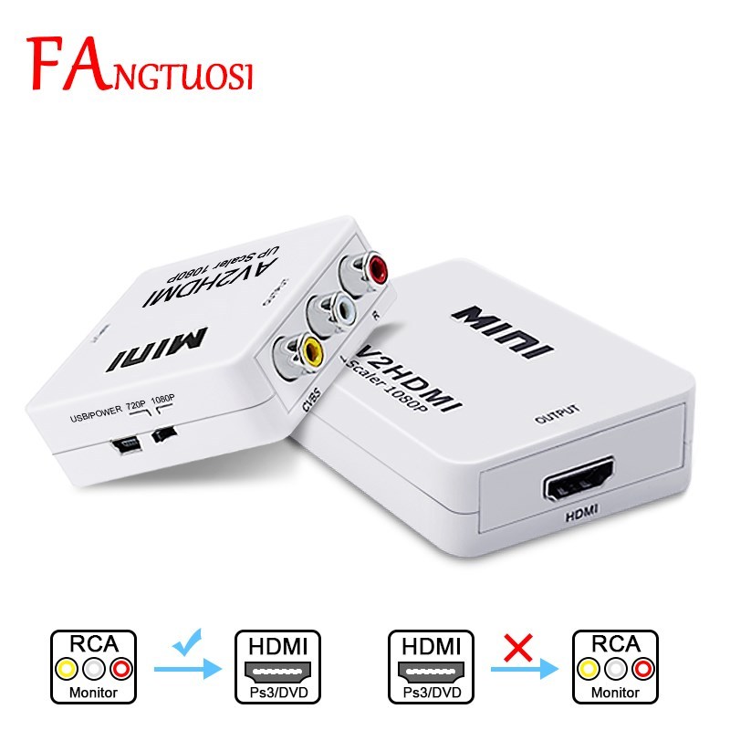HD 1080P RCA AV to HDMI Converter High Quality AV2HDMI Adapt