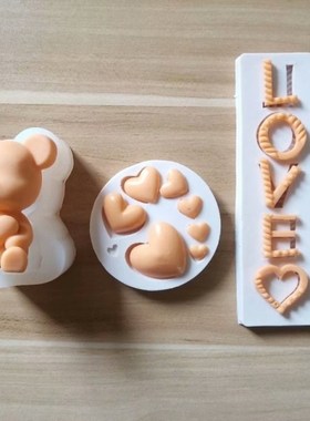 Hot Sale 3D Silicone loving heart  Bear Shaped Baking Mold F