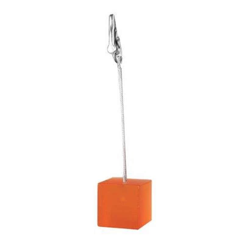 Cube Wire Memo Holder Paper Note Clip (Translucent Orange)