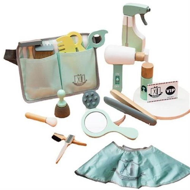 Wooden Haircut Toy Set Beauty Wood Hairdressing Girls