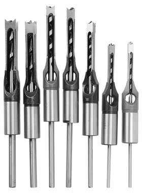 7pcs 1/4 to 1/2 Square Hole Drill Bit 45 Steel Mortising Dri