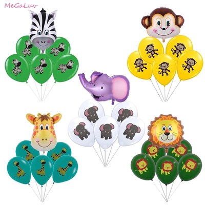 6pcs Large Animal Head Face Foil Balloons Farm Jungle Birthd