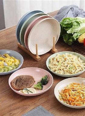 9 Inch 4Pack Lightweight Wheat Straw Plates -Dishes and