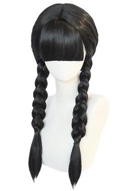Anogol Synthetic Wednesday Addams Cosplay Wig Movie The Adda