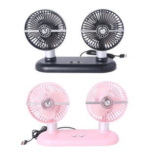 Portable Car Fan Adjustable Dual Head 3 Speeds Strong Wind w