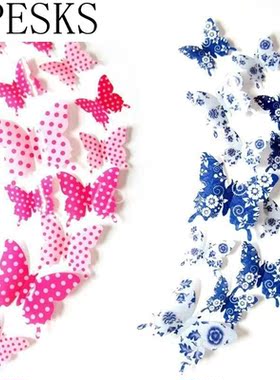 Taotown 2016 New Hot 12 Pcs 3D Wall Stickers Butterfly Fridg