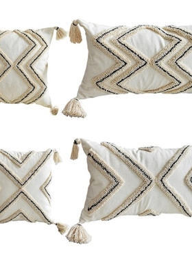 2022 New Nordic Boho Throw Pillow Case Woven Tufted Striped