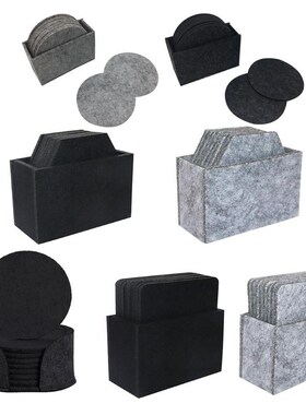 10Pcs Felt Drink Coaster Set with Holder Modern Decorative C