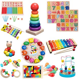 1Set Kids Montessori Wooden Toys Hammering Ball Hammer Box