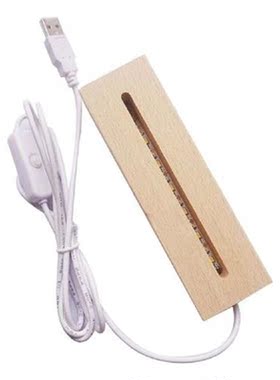 Lamp Acrylic Luminous Base Led Beech Wood Strip Night Light