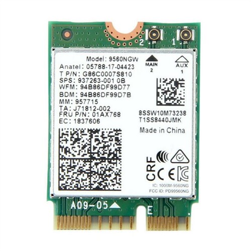 Intel Dual Band AC 9560 9560NGW NGFF 1.73Gbps BT5.0 CNVI M.2