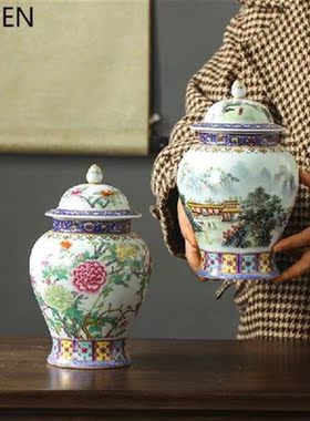 Household Ceramic Tea Cans with Lid Moisture-proof Sealed