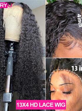 32inch Kinky Curly Human Hair Wigs 4X4 13x4 HD Lace Frontal