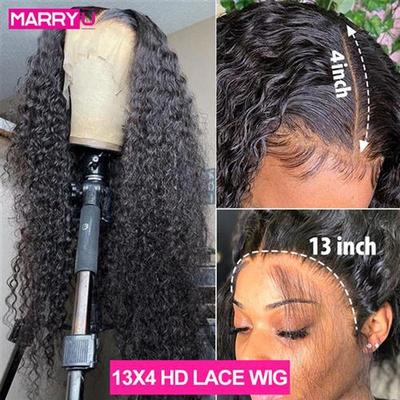32inch Kinky Curly Human Hair Wigs 4X4 13x4 HD Lace Frontal