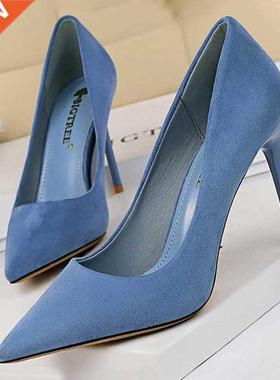 BIGTREE Shoes New Women Pumps Suede High Heels Shoes Fashio