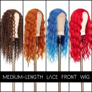 Lace Wig Synthetic Front Lace Wigs Deep Wave Hand-tied Red B