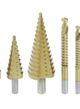 6 Pcs/Set HSS Steel Titanium Coated Step Drill Bit Hole Cutt
