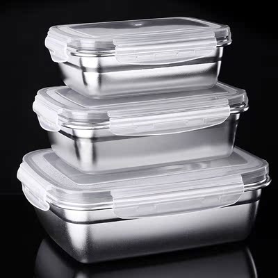 Stainless Steel Lunch Box Rectangular Sealed Food Fresh-Keep