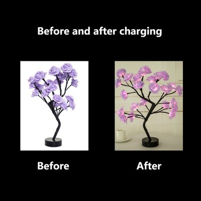 LED Table Lamp Rose Flower Tree USB Night Lights Christmas D