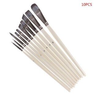 10pcs/set Wooden Handle Nylon Hair Paint Brushes Professiona