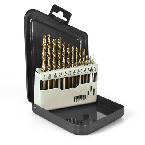 13pcs Left Handed Drill Bit Set M2 HSS extractor with Titani