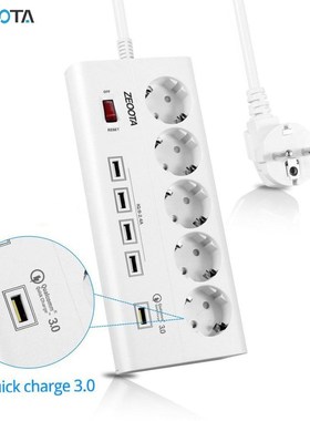 Power Strip 5 E Outlets  Socket with SB QC 3.0 Quick Charge