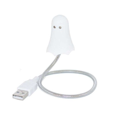 Novelty USB Reading Lamp White Ghost Shape Flexible Goosenec