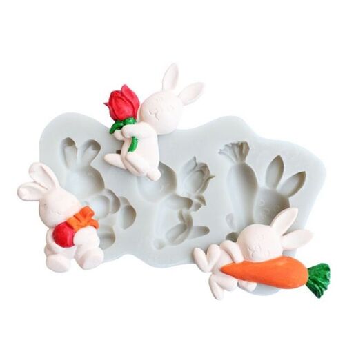 3D Rabbit Shape Cake Mould Easter Fondant Soft Non Stick Mol